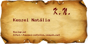 Keszei Natália névjegykártya